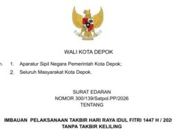 Surat Edaran Mengimbau Malam Takbiran di Depok Tanpa Takbir Keliling