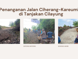 Gotong Royong Memperbaiki Jalan Ciherang-Kareumbi di Tanjakan Cilayung